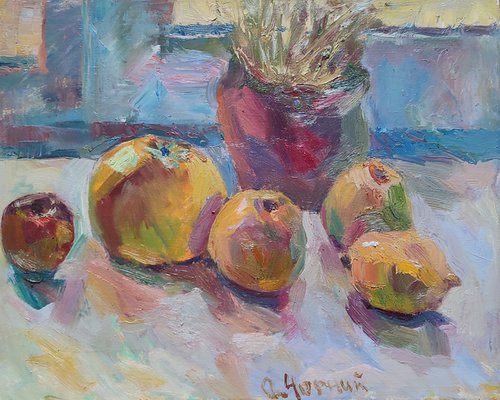 still life with grapefruit by Oleksa Chornyi
