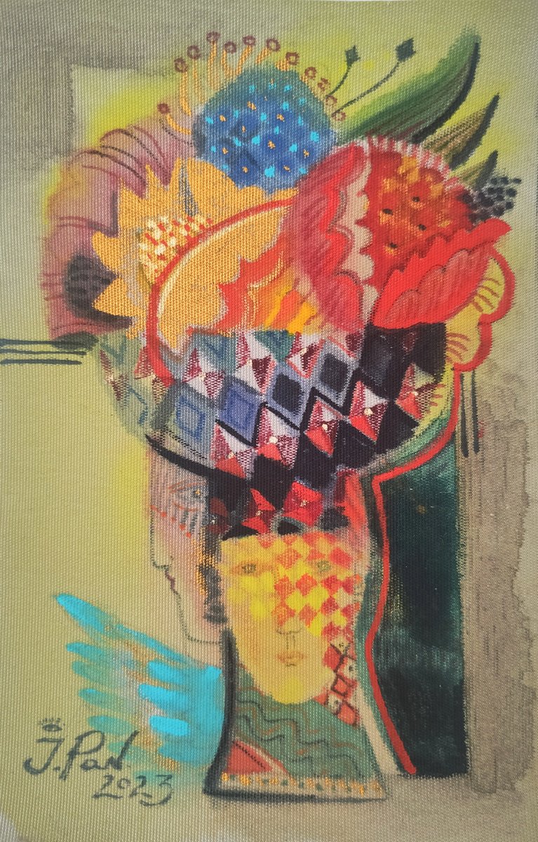 Impressionistic Portrait Watercolour By Inna Pantelemonova, 4 X 7, With An Angel On His Shoulder, Original Artwork