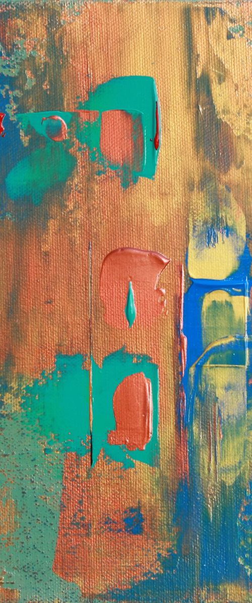 Little Teal Copper Abstract Concept 2 by Robert Lynn