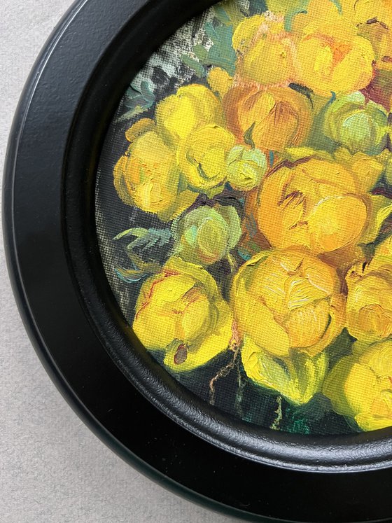Yellow flowers. Globeflower