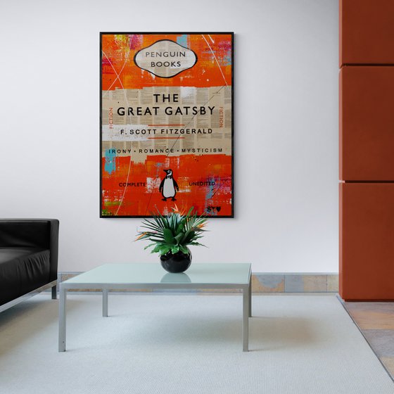 Gatsby Romance 140cm x 100cm Orange Book Page Urban Pop Art