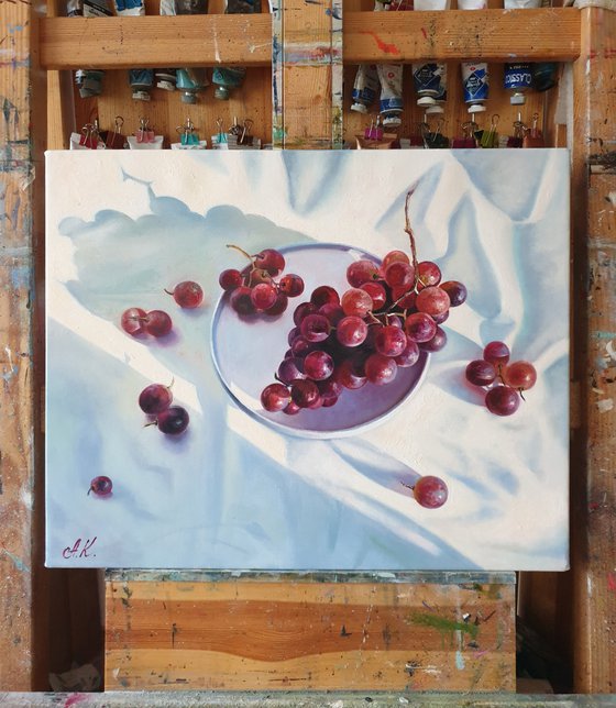 "Sunny grapes."  still life summer liGHt original painting  GIFT (2020)