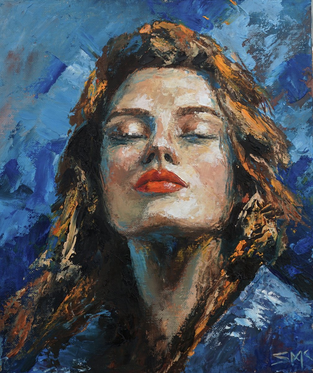 Impressionistic Portrait Oil Painting By Scott Mclachlan, 10 X 12", That Look!, Original Artwork