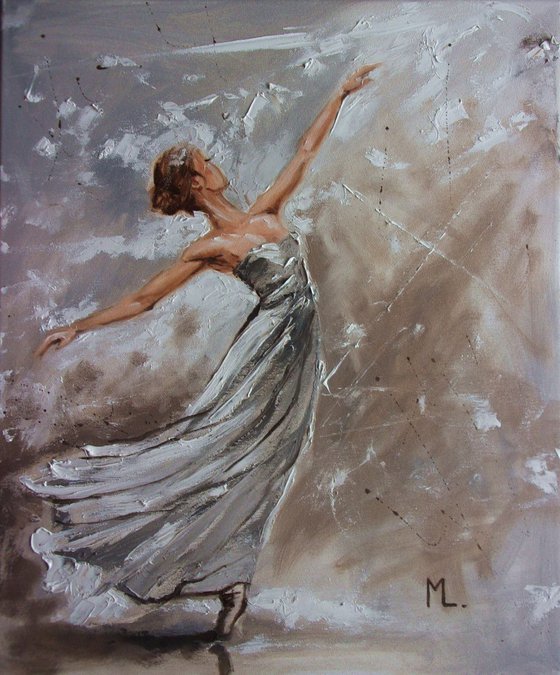 " MAGIC ... "- ballerina liGHt  ORIGINAL OIL PAINTING, GIFT, PALETTE KNIFE