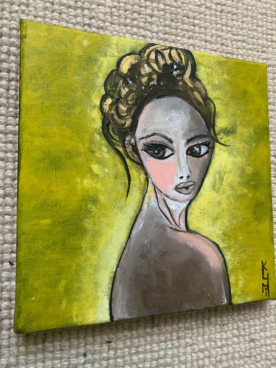 Portrait of Woman Small Paintings Gift Ideas For Her Girl Home Decor Wall Art Decor 8”x8”