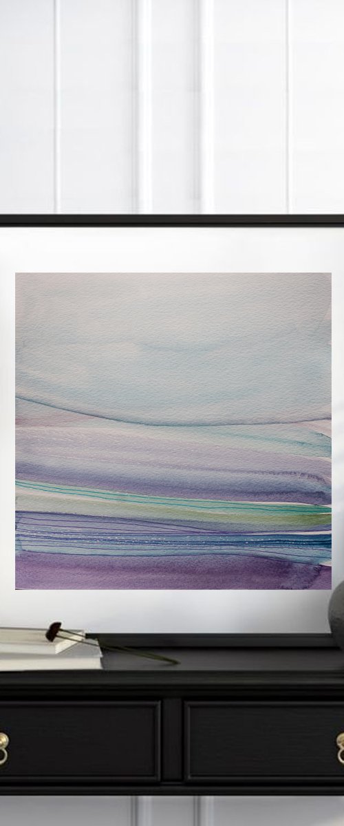 Remembered Landscape IV, 25x 25x 0,1 cm 9.8x 9.8 inch, Watercolor on paper by Aleksandra Erdeljan