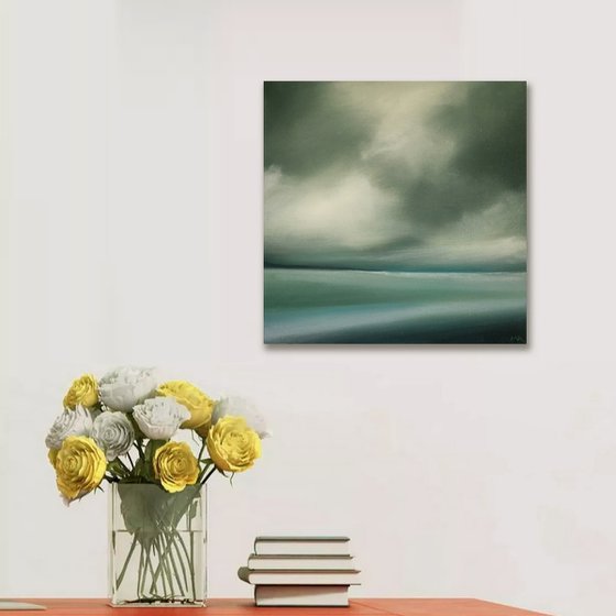 The Edge Of Teal - Original Seascape Oil Painting on Stretched Canvas