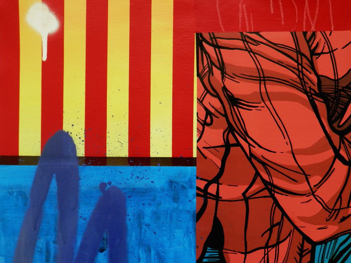 Urban And Pop Abstract Acrylic Painting By Milos Hronec, 18 X 14", Desires, Efforts, Attempts 2, Original Artwork