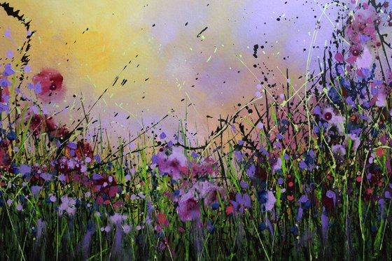 Finding Peace #3 - Super sized original abstract floral painting