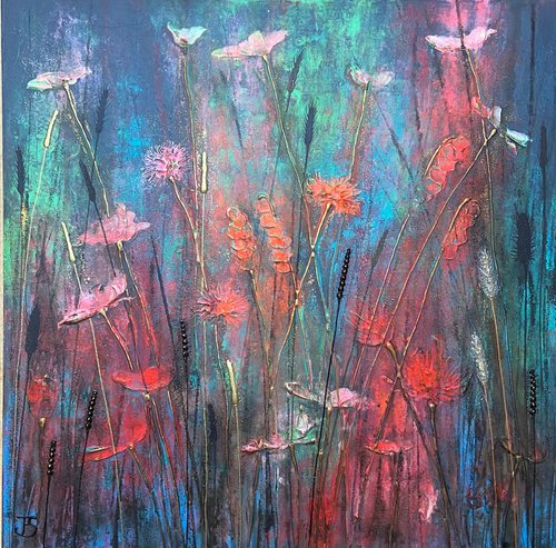 Painting No. 7 of Abstract Floral Collection, Series I by Jo Starkey