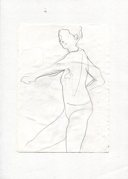 Life drawing sketch - girl stretching by Hannah Clark