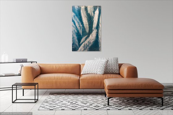 Palms on linen- cyanotype print