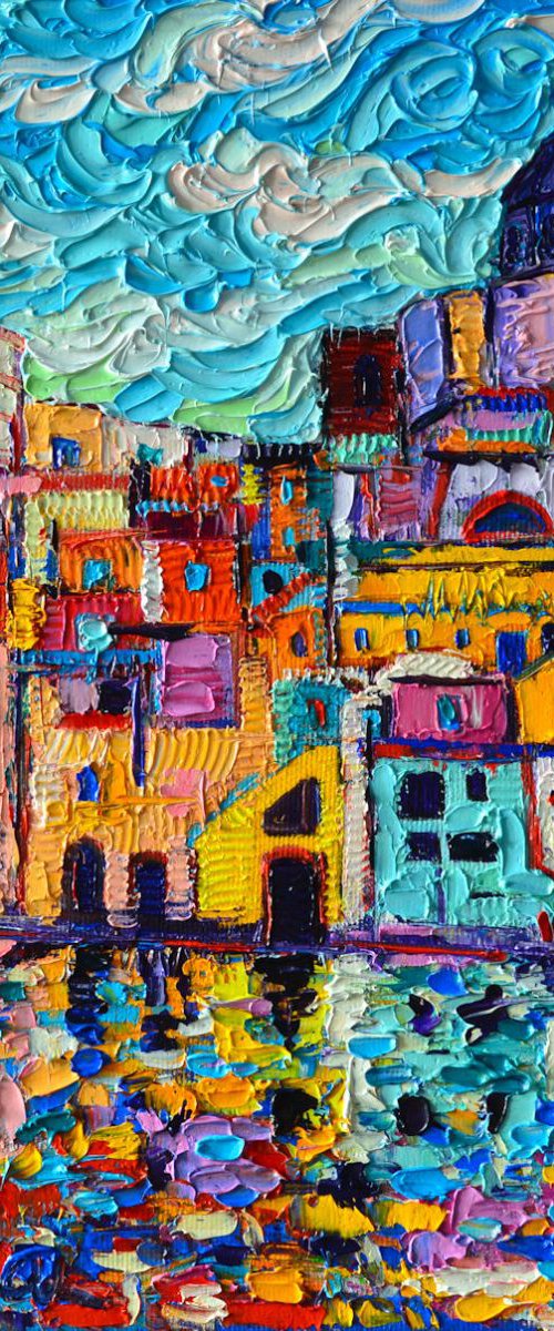 PROCIDA ISLAND - NAPLES BAY - ITALY - contemporary impressionist cityscape impasto palette knife oil painting by ANA MARIA EDULESCU