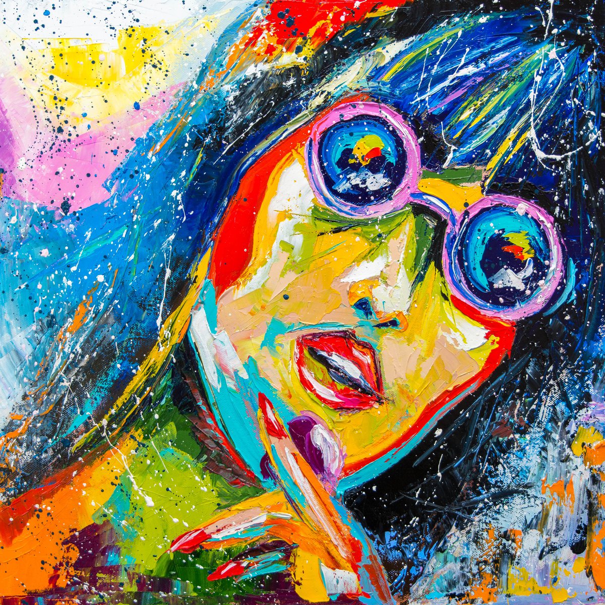 Portrait Oil Painting By Liubov Kuptsova, 20 X 20", Too Hot, Original Artwork