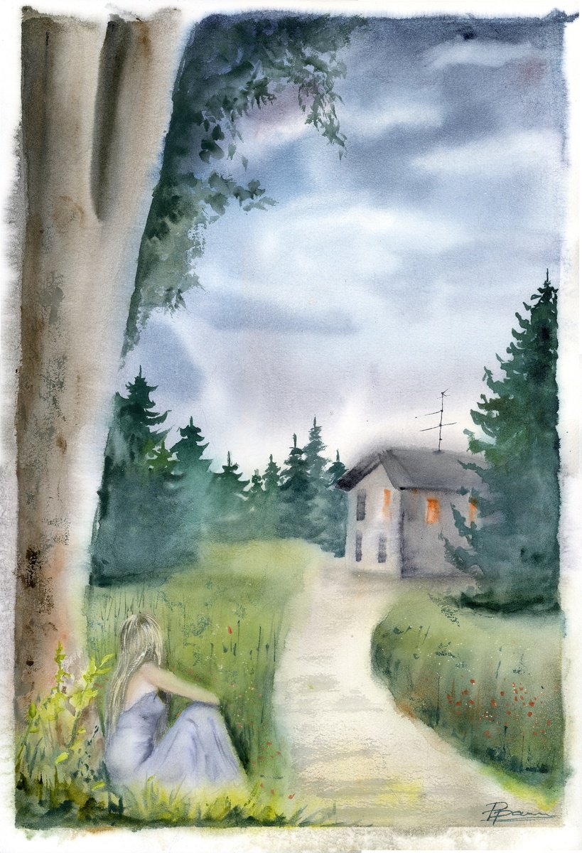 Impressionistic Watercolour , Hope In The Dusk By Olga Tchefranov (Shefranov), 14 X 20, Artwork For Sale On Artfinder