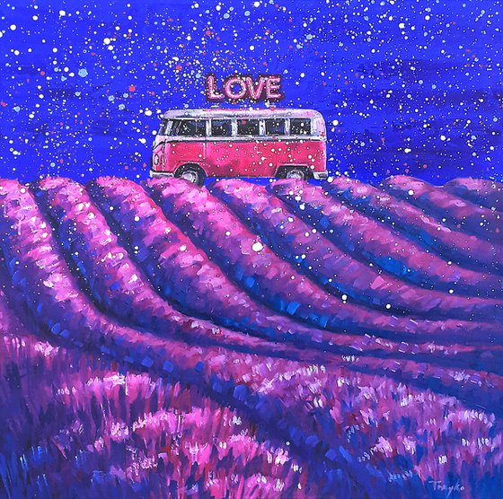 VW Camper Van in Lavender Fields