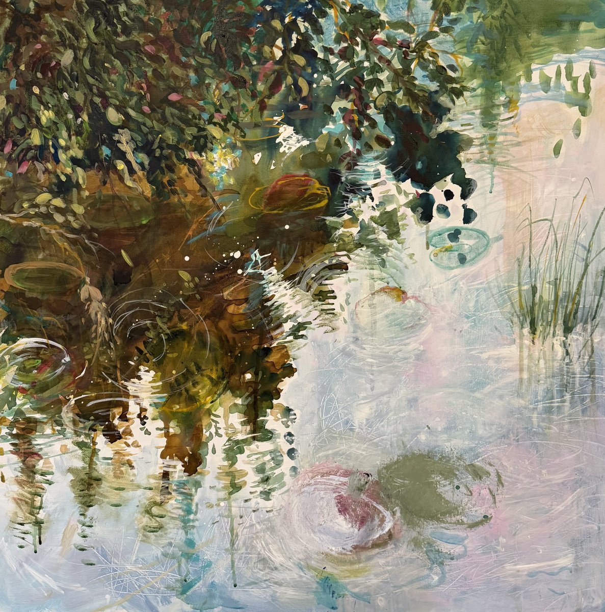 Autumn Reflections By Ayse Mcgowan, 28 X 28, Artwork For Sale On Artfinder