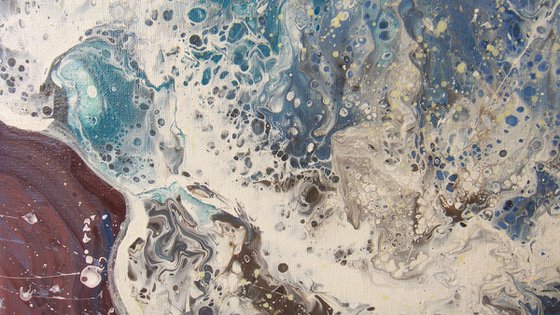 46.8" Seascape "Evening Waves" LARGE Painting  60 x 119 cm