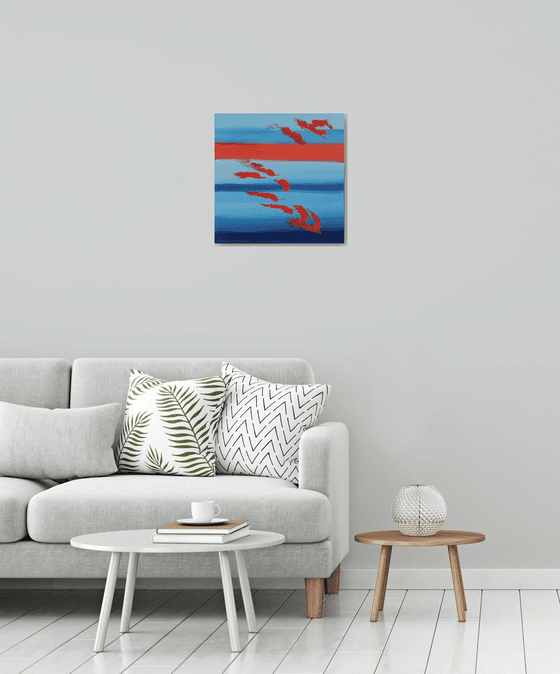 Red and blues, 50x50 cm