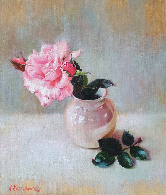 "Just a rose."  rose flower  liGHt original painting  GIFT (2020)