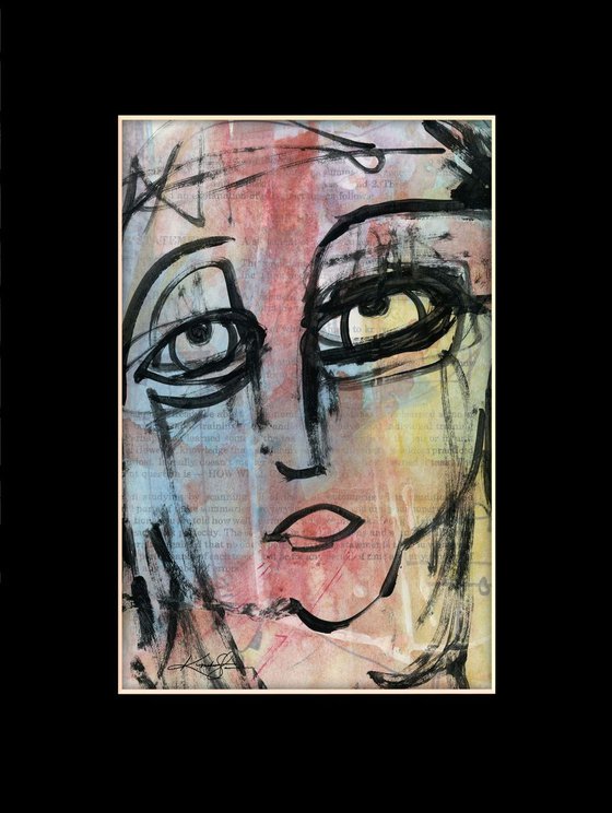 Funky Face 6-912 - Mixed Media Collage Painting by Kathy Morton Stanion