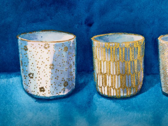 Golden sake cups