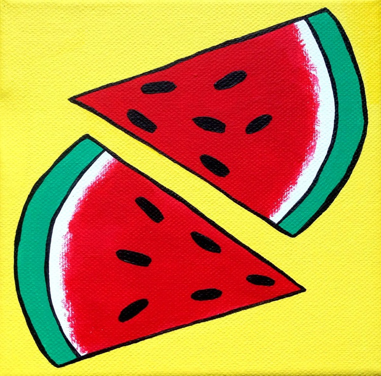 Watermelon Pop Art Acrylic Paint On Small Canvas Artfinder