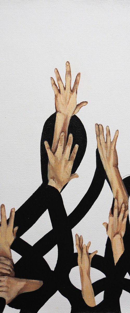 "ONE"- BLACK LINE, OIL PAINTING,HOME DECOR, OFFICE DECOR, ORIGINAL GIFT by Anzhelika Klimina