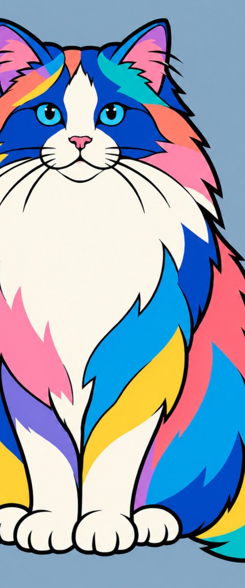 Colorful Ragdoll Cat #19 by Marina Krylova