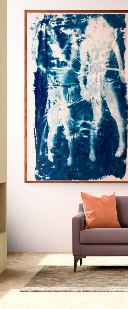 Underwater Swimmers- Cyanotype on cotton by Georgia Merton