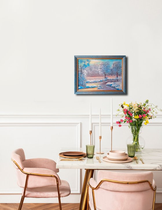 Winter dawn in the forest