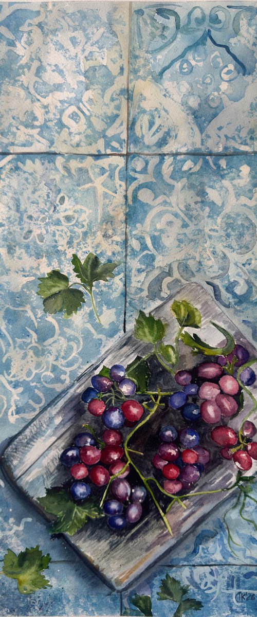 Harvest on Azulejo Time – Vineyard Table by Irina Kurganskaya
