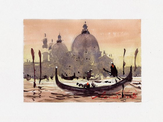 Sunset in Venice over Canal Grande.