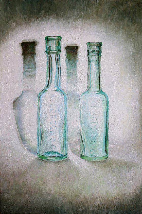 Vintage bottles on white background