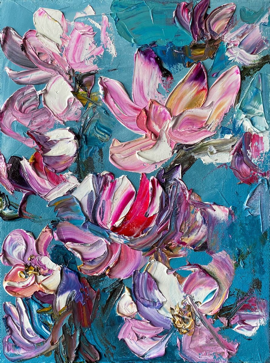 Magnolia On Grey By Mily Art, 12 X 16, Artwork For Sale On Artfinder