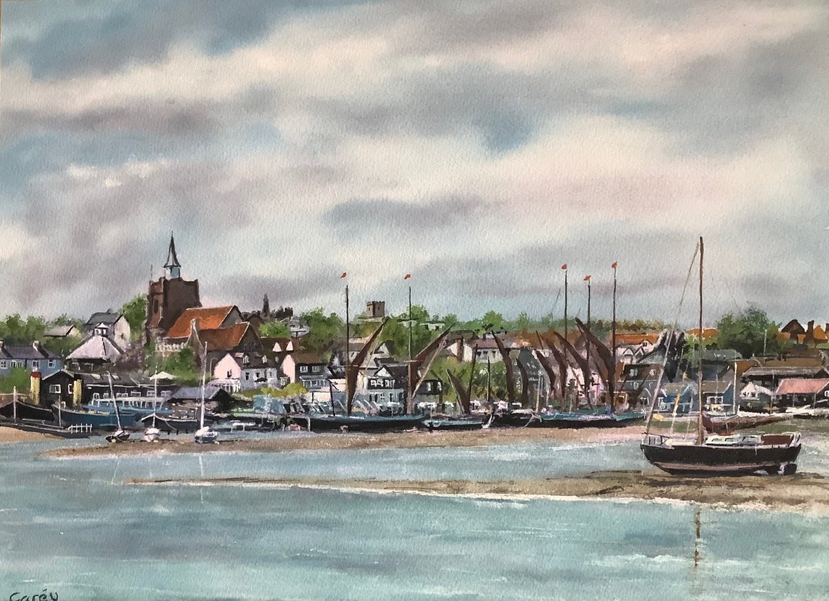 Photorealistic Landscape Watercolour By Darren Carey, 15 X 11, Maldon, Turning Tide, Original Artwork