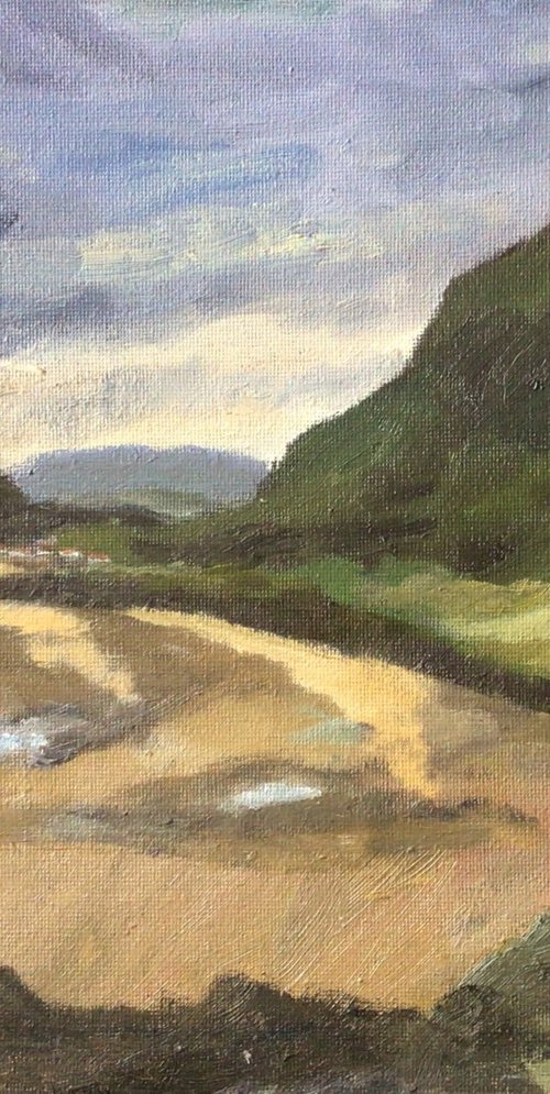 Rhossilli beach, Gower, south Wales. Oil painting by Julian Lovegrove Art