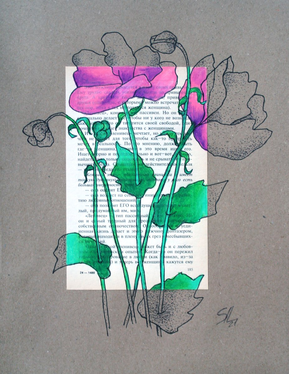 Botanical Drawing By Salana Art / Svetlana Samovarova, 8 X 11", Flower Composition I, Original Artwork