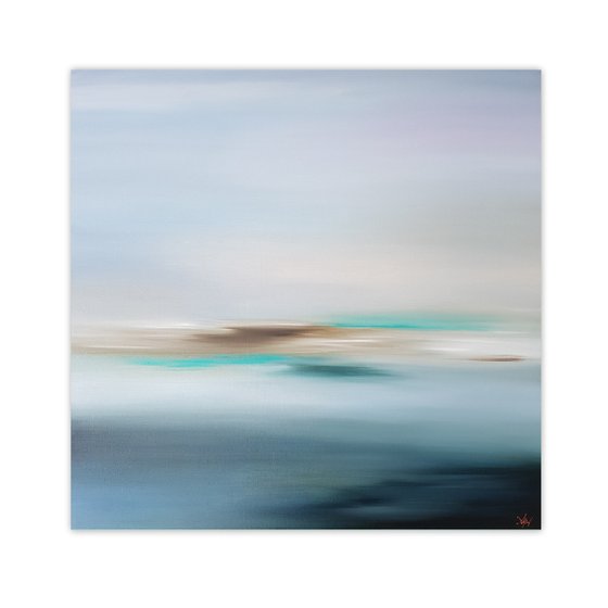 Landscape painting Pure memories, 80×80 cm, original, Free shipping