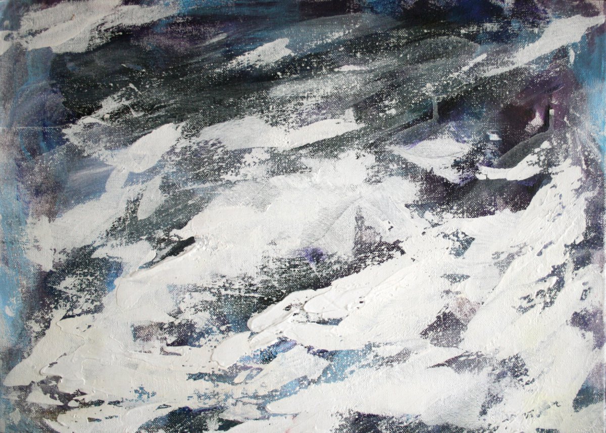 Expressive Abstract Acrylic Painting By Salana Art / Svetlana Samovarova, 19 X 14", Winter Spectrum, Original Artwork