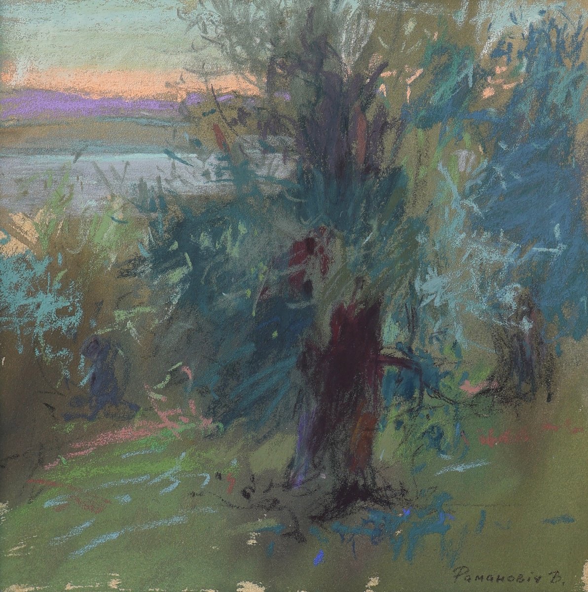 Impressionistic Pastel Drawing , Olive Grove By Victoria Ramanovich, 17 X 17, Artwork For Sale On Artfinder