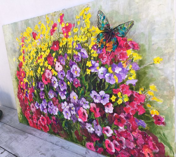 Summer flowers and butterfly