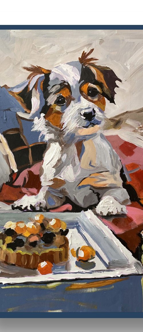 Puppy Dog with Birthday Cake by Vita Schagen
