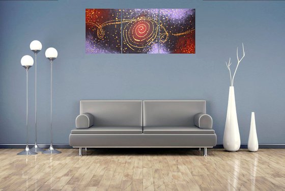 Cosmic Symphony  canvas purple crimson red galaxy