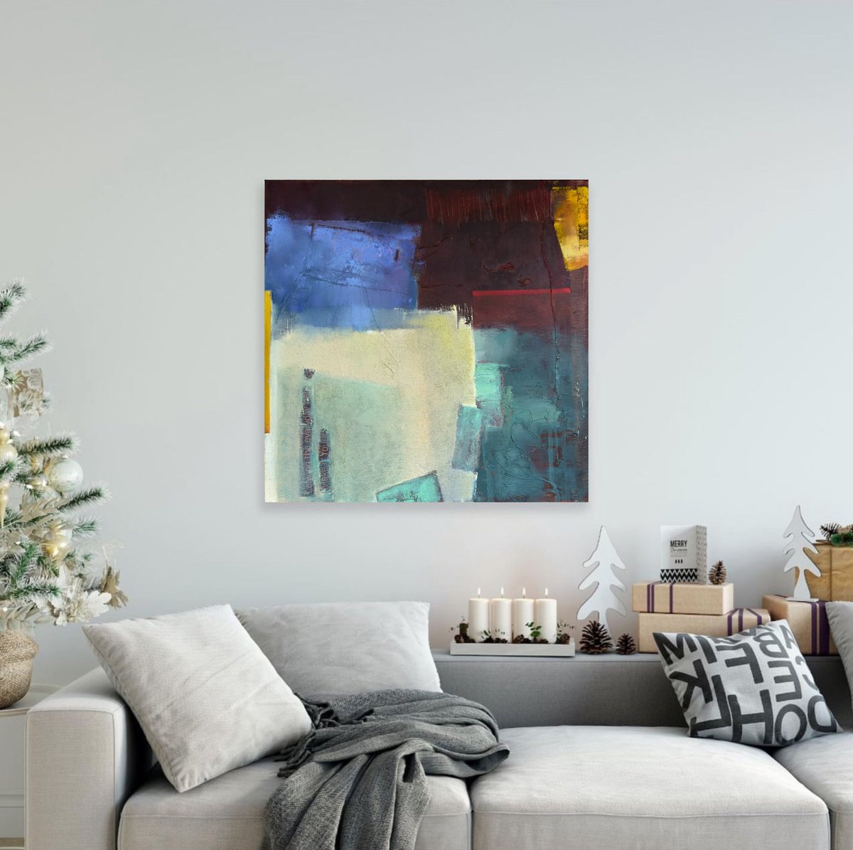 Abstract Oil Painting By Olha Laptieva, 20 X 20", Accidental Connections 3B, Original Artwork