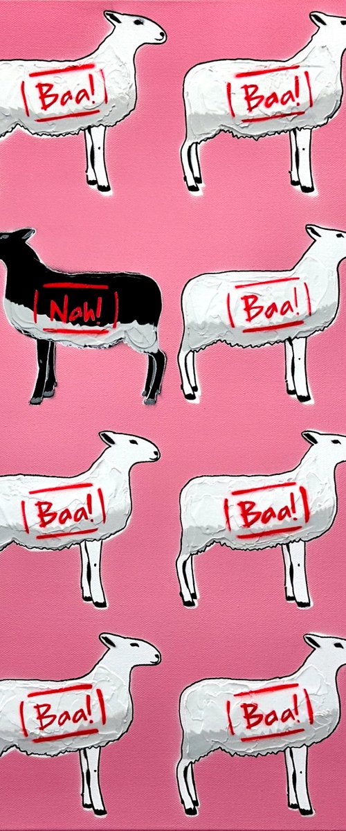 The Black Sheep - Pink 61cm x 61cm by DEBORAH LANG