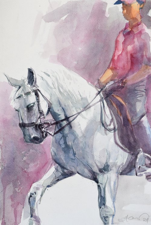 Raider and  horse 2 by Goran Žigolić Watercolors