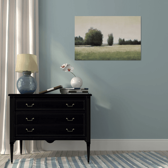 Afternoon Field 220403, Tonal landscape painting