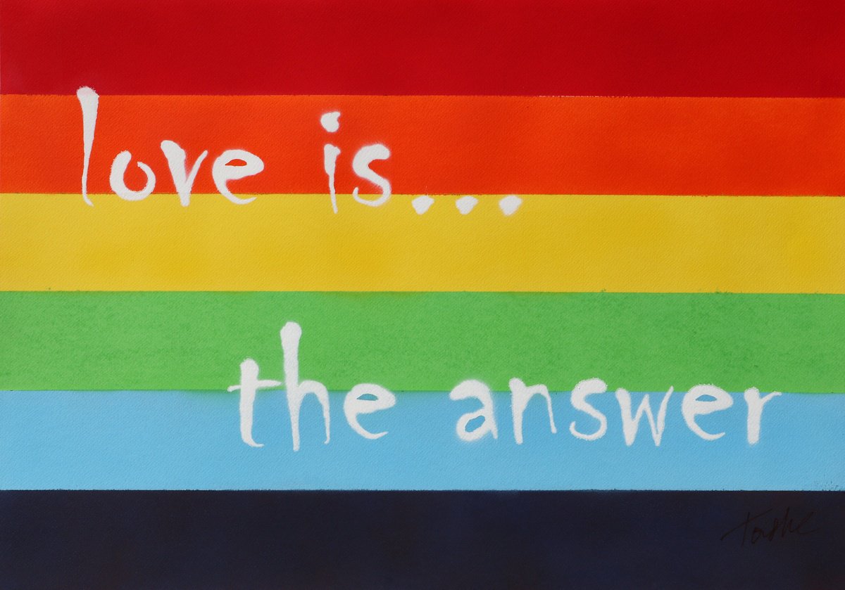Urban And Pop Abstract Painting By Tashe, 30 X 20", Love Is The Answer (Rainbow), Original Artwork