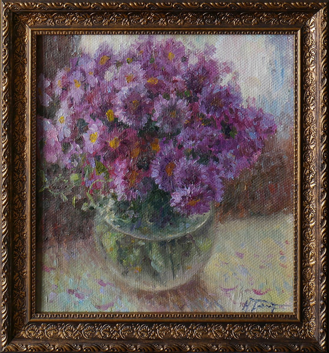 Purple Flowers painting by Nikolay Dmitriev